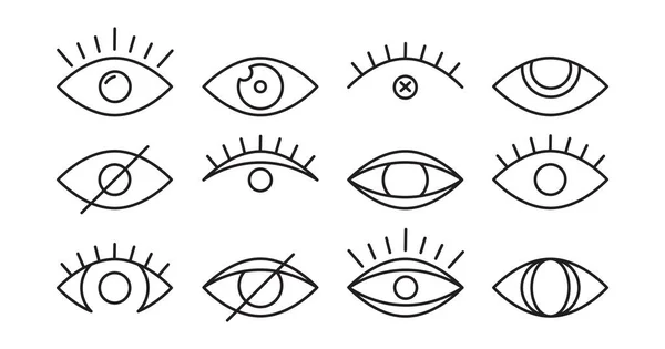 Eye Vector Line Icon Vision Symbol Look Sign Set Outline — ストックベクタ