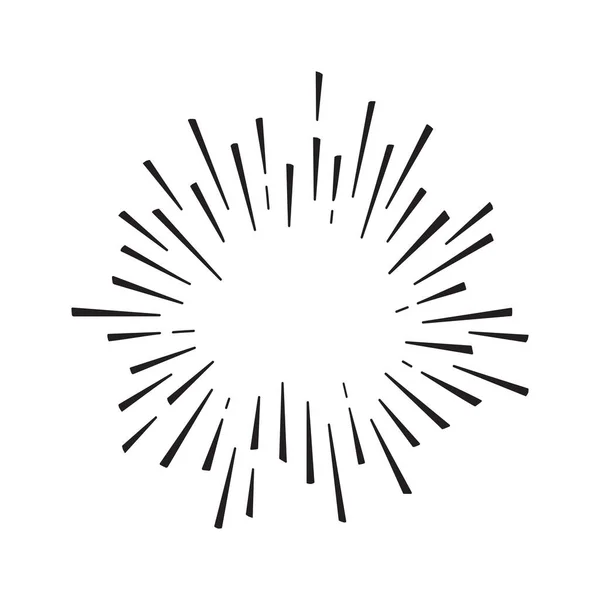 Burst Vector Line Icon Sun Star Drawn Black Retro Circle — 스톡 벡터