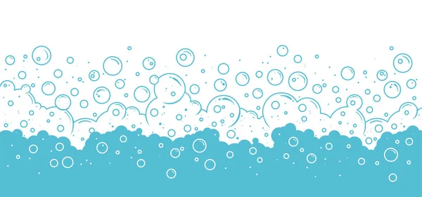 Soap Bubbles Vector Background Foam Frame Blue Water Pattern Cartoon — Stock Vector