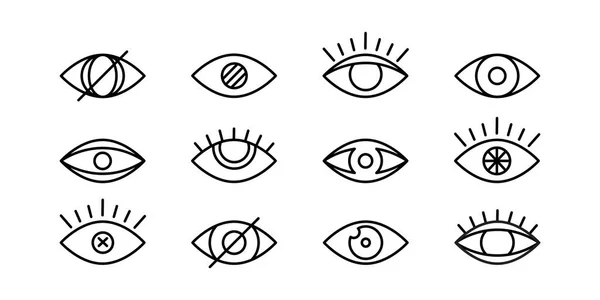 Значок Вектора Глаза Символ Линии Зрения Пиктограмма Контура Глазного Яблока — стоковый вектор