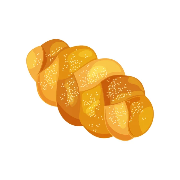 Challah Shabbat Bread Vector Icon 유대인 브라이트 배경에 브리오슈 — 스톡 벡터