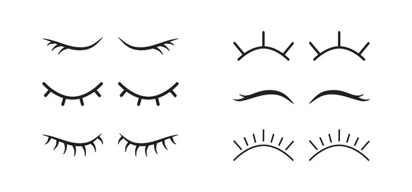 Eyelash Vector Icon Eye Close Open Cartoon Makeup Black Line — Stock Vector