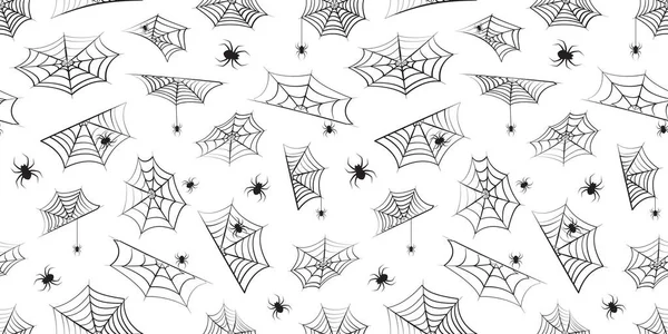 Aranha Teia Aranha Padrão Sem Emenda Halloween Teia Assustadora Fundo — Vetor de Stock