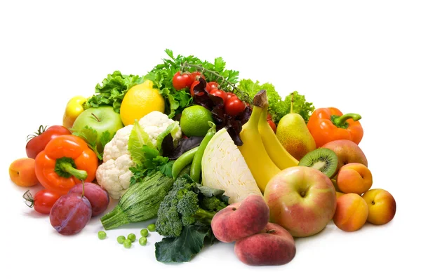 Diferentes tipos de verduras, frutas y hierbas especiadas —  Fotos de Stock