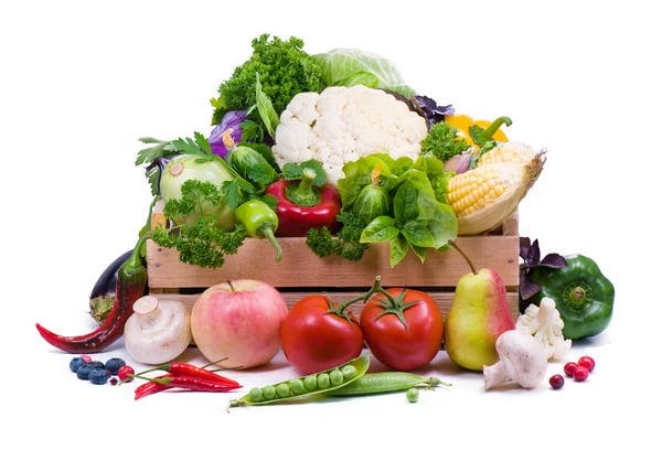 Gemüse, Obst und würzige Kräuter — Stockfoto