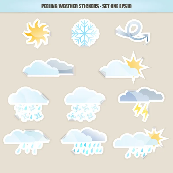 Peeling Weather Stickers - Set One — Stock Vector