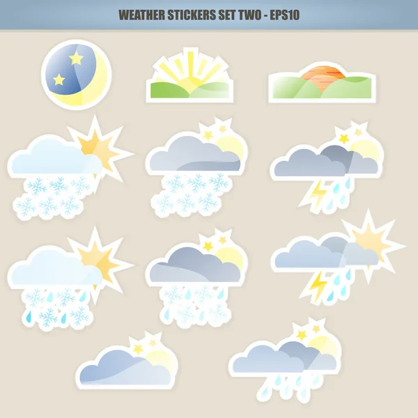 Aufkleber mit Wettersymbol - Set zwei — Stockvektor