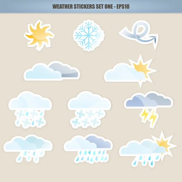 Weather Icon Stickers – Set one — Stock Vector