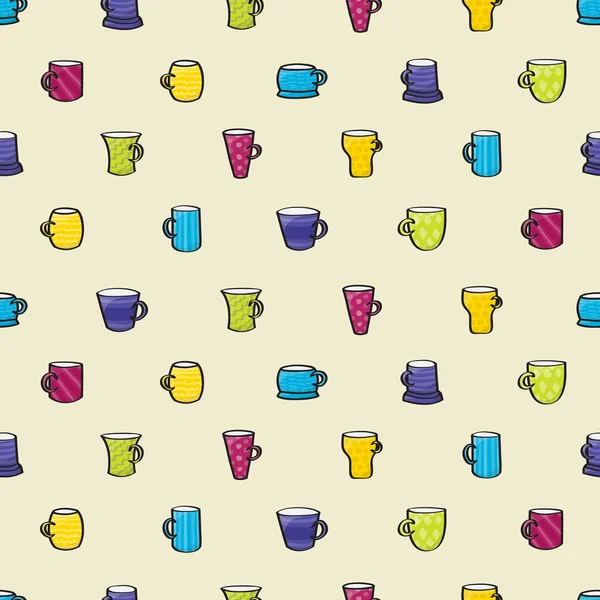 Drinking Mugs Seamless Background — Stock Vector