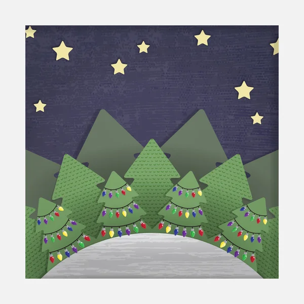 クリスマスの森紙カットアウト — ストックベクタ