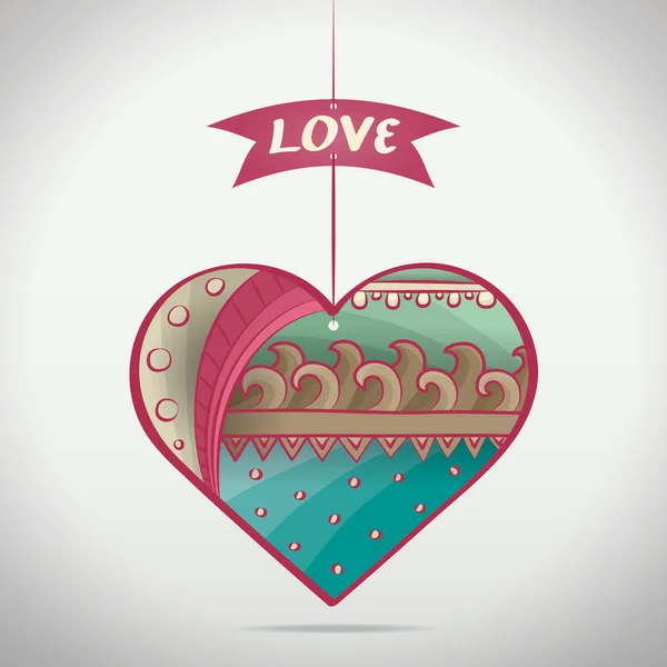 Cartoon Patterned Love Coeur — Image vectorielle