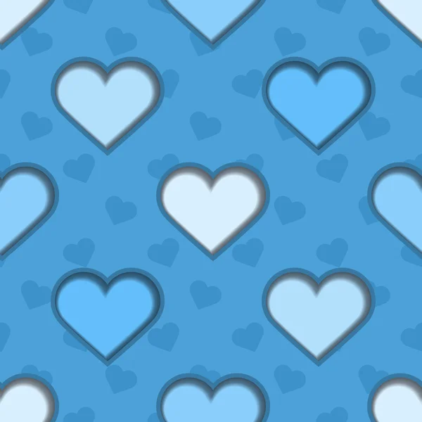 Blue 3d Hearts Seamless Background — Stock Vector