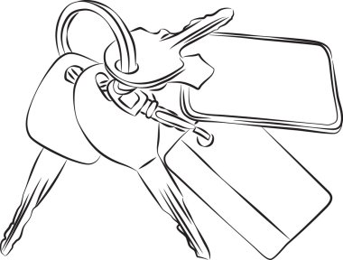 Set of Keys Line Drawing clipart
