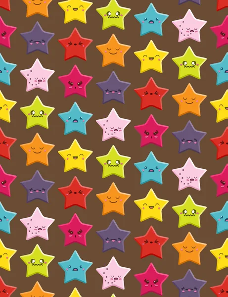 Kawaii Stars Sfondo senza cuciture — Vettoriale Stock