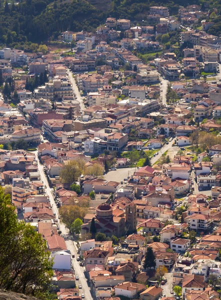 Blick Auf Die Stadt Kalambaka Vom Meteora Gebirge Griechenland — Stockfoto