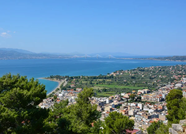 Vista Superior Ciudad Turística Nafpaktos Grecia — Foto de Stock