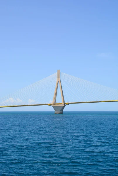 Rio Antirio Kabelbro Över Korintbukten Grekland — Stockfoto