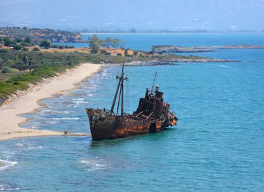 Gemi enkazı Dimitrios Yunanistan 'daki Moreloponnese' de Gytheio 'da 