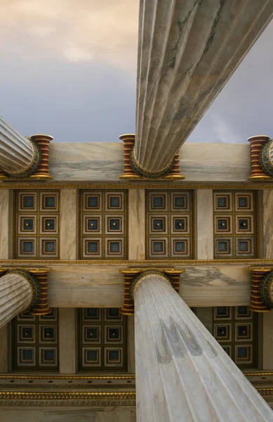 Athens Academy Marble Column Clouds Athens Greece — Stock Photo, Image