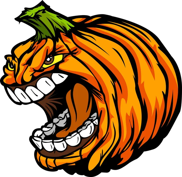 Screaming Halloween Jack-O-Lantern Pumpkin Head Cartoon Vector I — Stock Vector