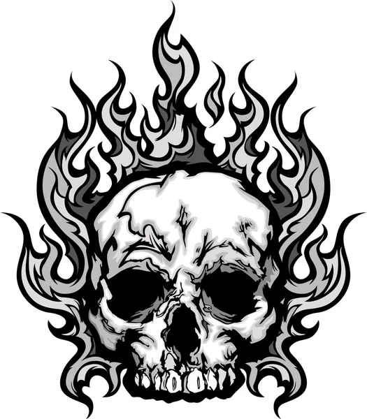 Flaming Skull Graphic Vector Image — Stock Vector