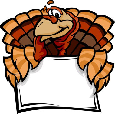 Happy Thanksgiving Holiday Turkey Holding Sign Cartoon Vector Il clipart