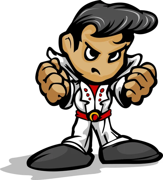 Tough Guy Rock Star con Mono Blanco Vector Gráfico — Vector de stock