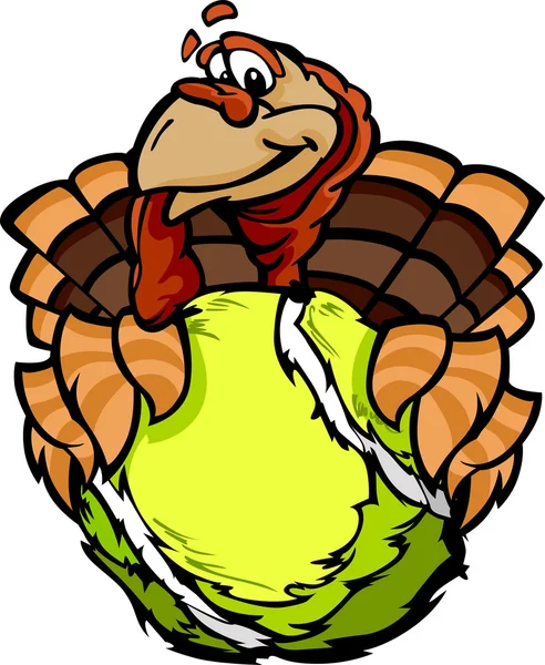 Tennis Happy Thanksgiving Holiday Turquie Dessin animé vecteur Illustra — Image vectorielle
