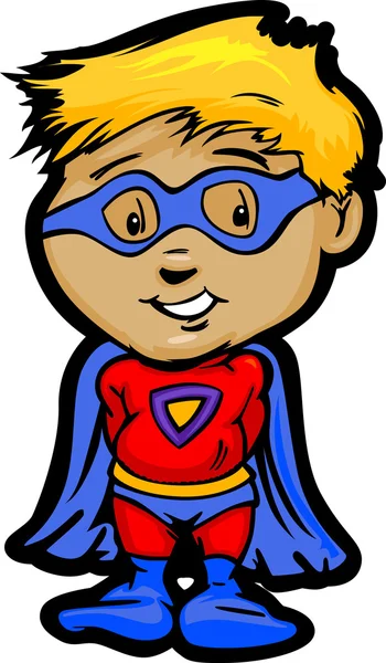 Cute Boy In Super Hero Outfit Cartoon Vector Illustration Royalty Free Stock Vectors