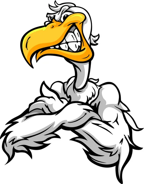 Pelícano agresivo o gaviota con brazos cruzados Vector de dibujos animados I Ilustraciones de stock libres de derechos