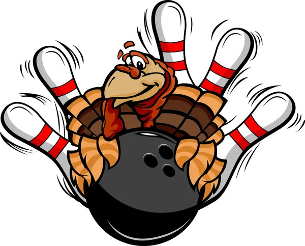 Bowling Thanksgiving Holiday Turquie Illustration vectorielle de bande dessinée Graphismes Vectoriels
