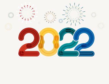 Yeni yıl 2022, mutlu yıllar, renkli 2022 numara, yeni yıl dekorasyonu için tasarım elemanları, 2022 vektör.