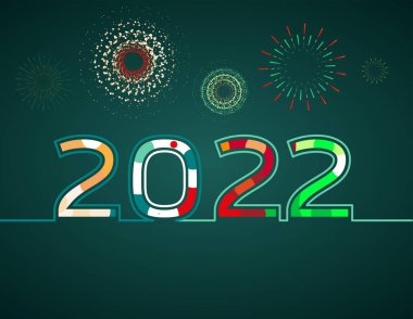 Mutlu yıllar, renkli 2022 sayıları, yeni yıl dekorasyonu için tasarım elemanları, 2022 vektörü, trend rengi