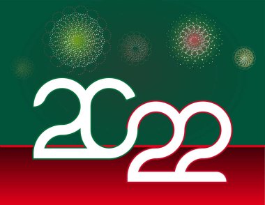 Mutlu yıllar, renkli 2022 rakamları, yeni yıl dekorasyonu için tasarım unsurları, 2022 vektörü, renkli havai fişekler kutlaması, arka plan yeni yılı, mutlu yeni yıl kartı.