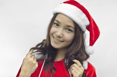 izole genç Noel Baba, güzel kadın