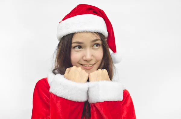 Beautiful young santa clause woman, isolated — Stock Photo, Image