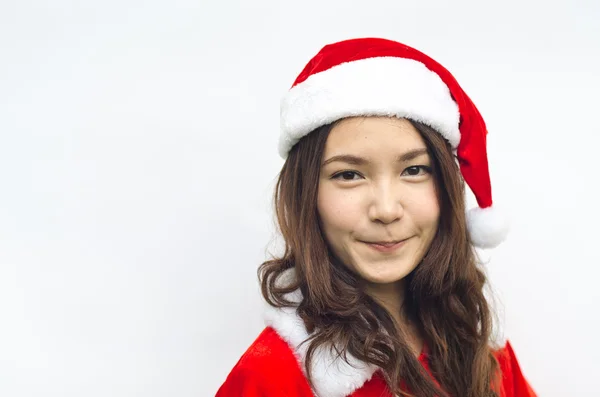 Bonita jovem santa cláusula mulher, isolado — Fotografia de Stock