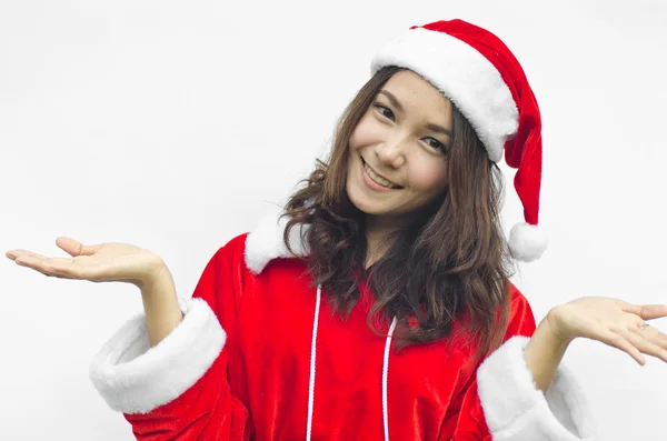 Beautiful young santa clause woman, isolated — Stock Photo, Image