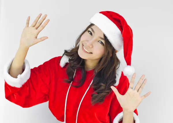 Beautiful young santa clause woman, isolated — Stock Photo, Image