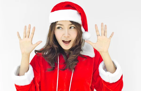 Beautiful young santa clause woman, isolated — Stock Photo, Image