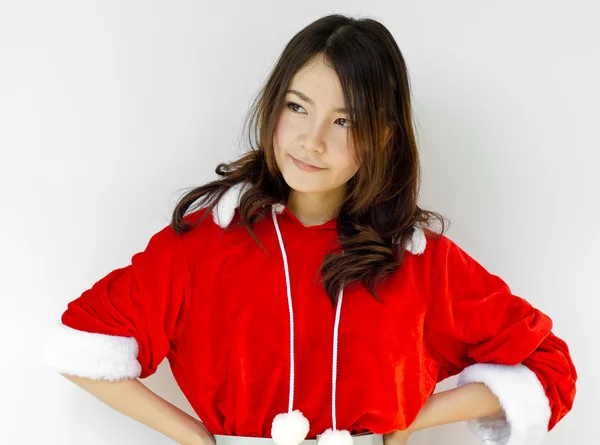 Beautiful young santa clause woman, isolated — Stock Photo, Image