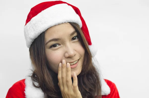 Schöne junge Weihnachtsfrau, isoliert — Stockfoto