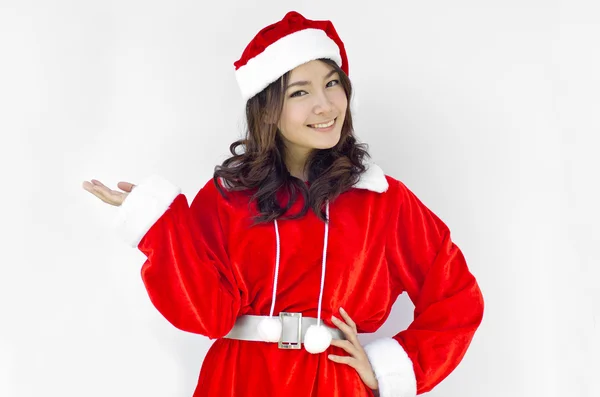 Schöne junge Weihnachtsfrau, isoliert — Stockfoto