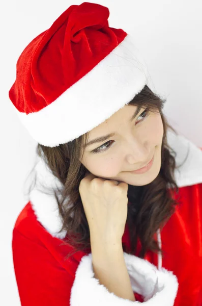 Beautiful young santa clause woman, isolated — Stock Photo, Image