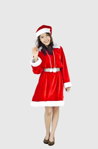 Beautiful young santa clause woman, isolated — Stock Photo, Image