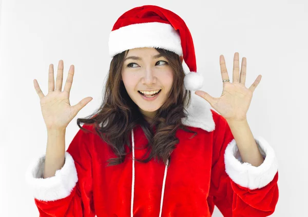 Beautiful young santa clause woman, isolated — Stock Photo, Image