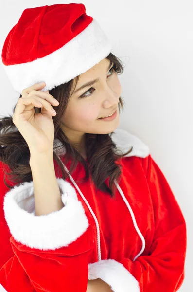 Beautiful young santa clause woman, isolated — Stock Photo, Image