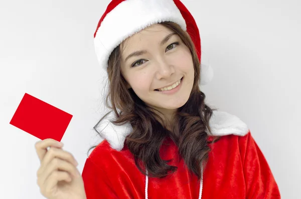 Noel Baba kırmızı kart tutan kız