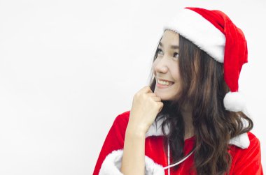izole genç Noel Baba, güzel kadın