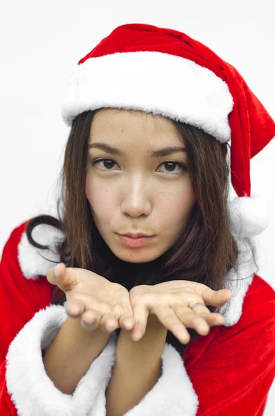 Schöne junge Weihnachtsfrau, isoliert — Stockfoto